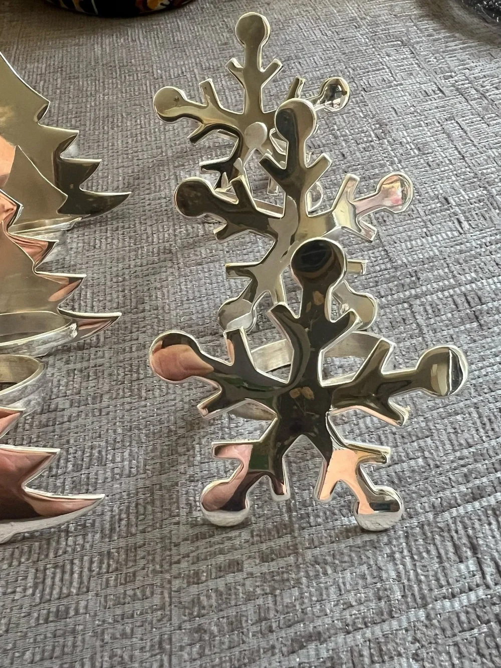 VTG Pier 1 Imports Silver Christmas Napkin Rings Set of 12 Reindeer Snowflake